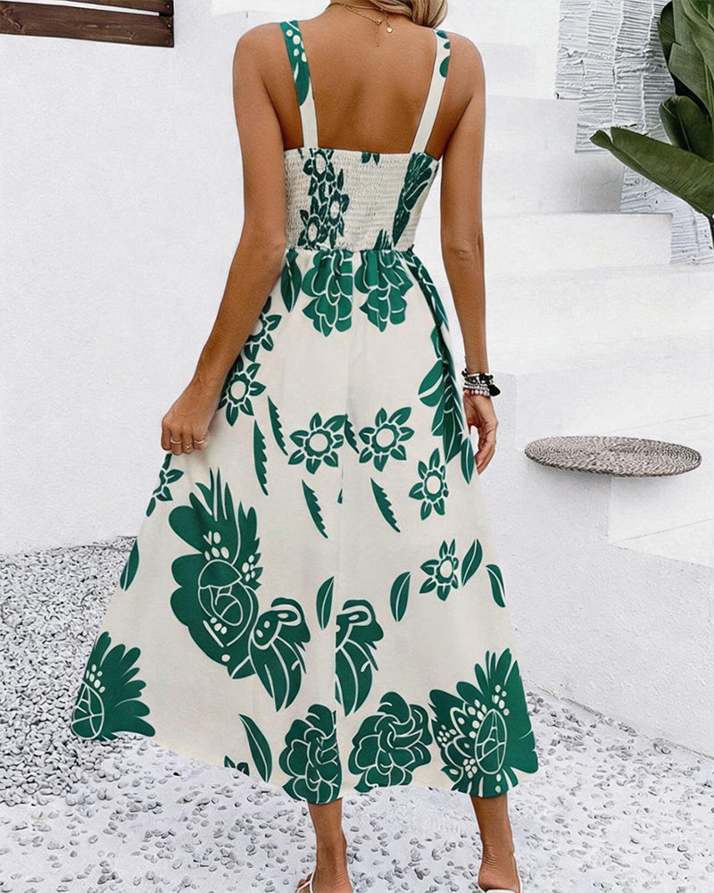 Kjole Elegant Stroppy Trykk