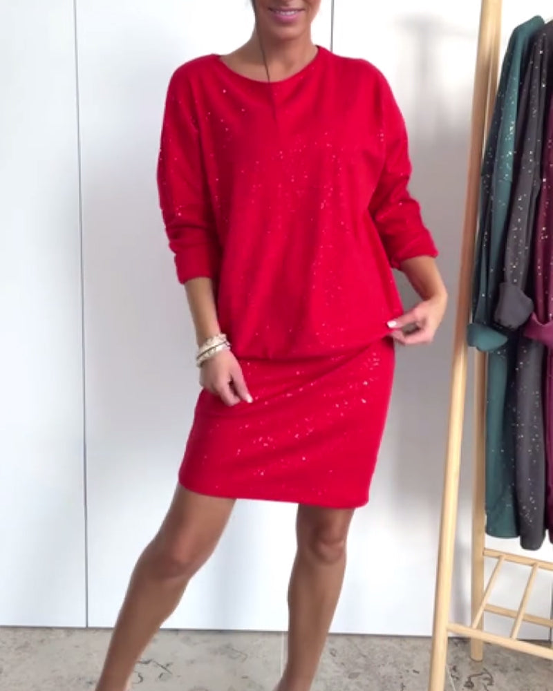 Kjole Rund Hals Fin Glitter Modisk