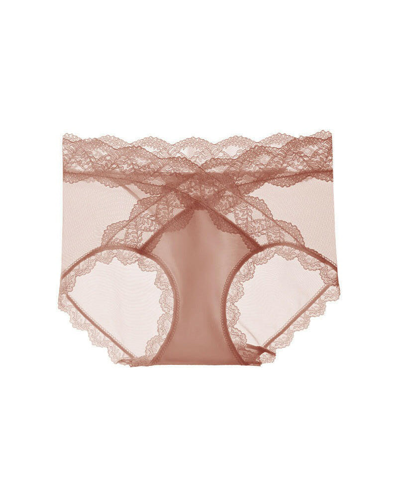 Dame Høy Midje Blonde Sømløst Stretch Silkemykt Undertøy