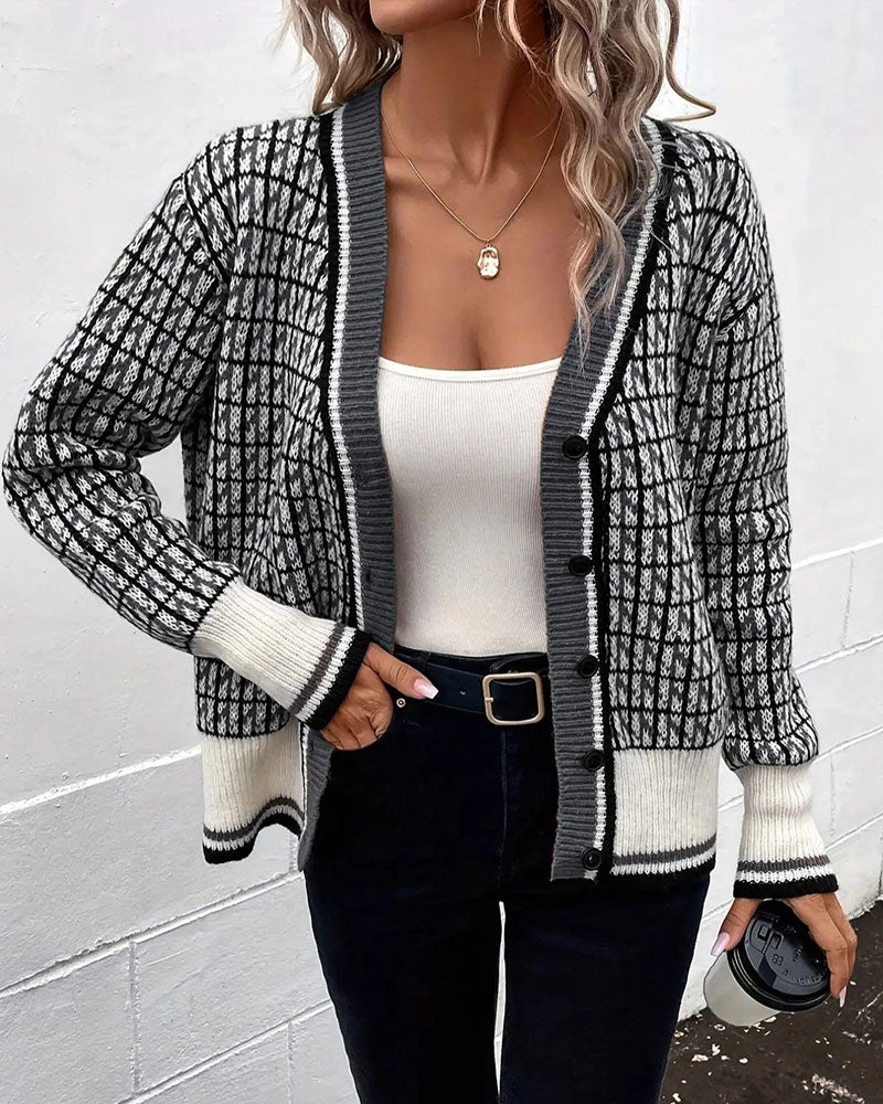 Cardigan Vintage Rutet Knapprekke