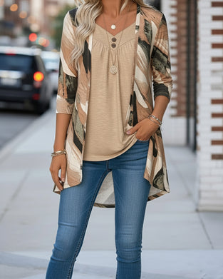 Tofarget Topp Med Patchwork-Mønster