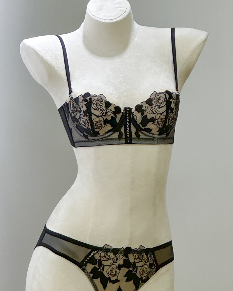 Bh Dame Ultra Tynn Sexig Rose Broderi Knipling