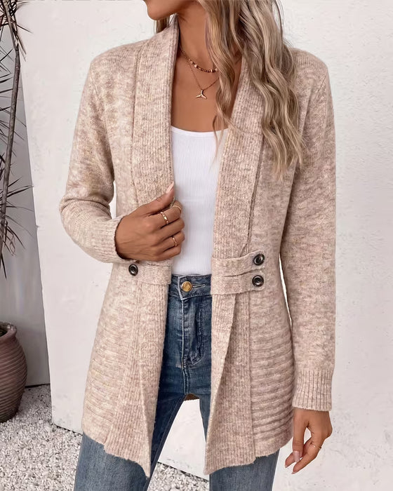 Cardigan Solid Farge Knapp Pyntet