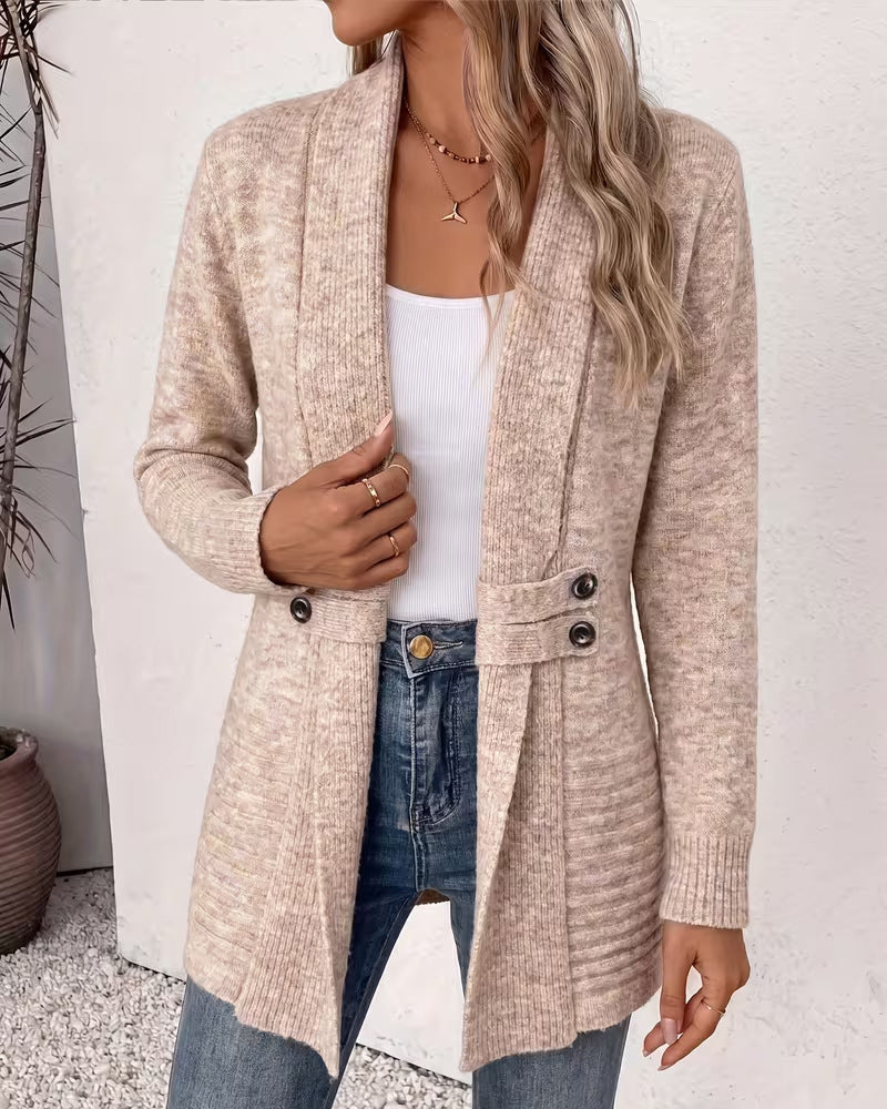 Cardigan Solid Farge Knapp Pyntet