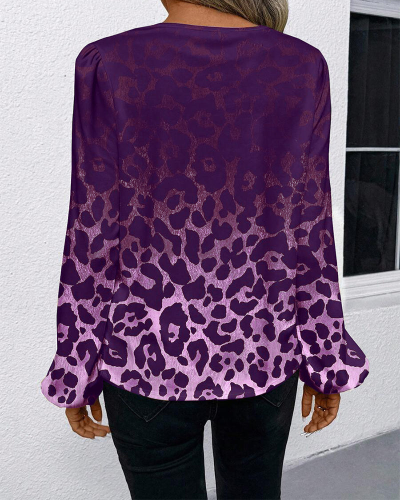 Skjorte Puffermet Gradient Leopardprint