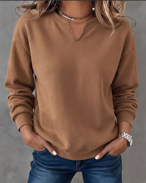 Genser Liten V-Hals Casual Lang Erme