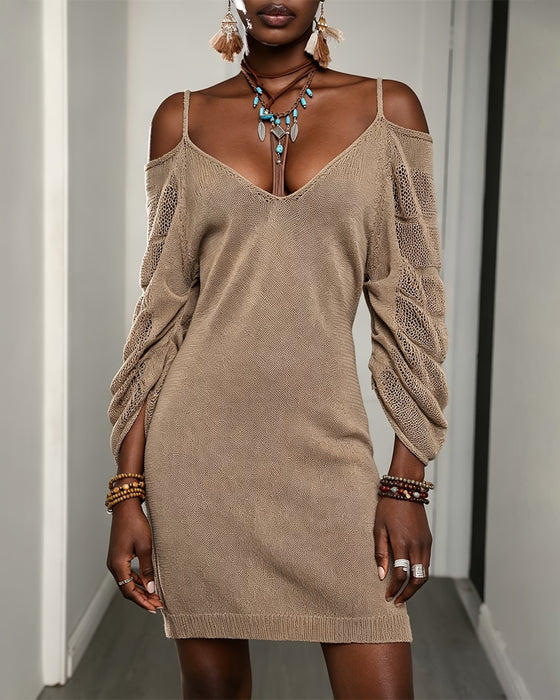 Sweater Dress Kamisol Off-Shoulder Strikket