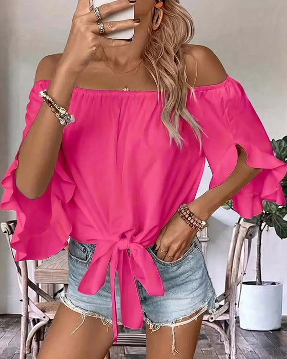 Bluse Bandage Off-Shoulder Rynket Erme