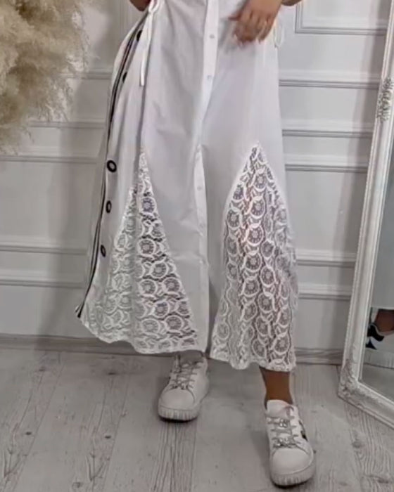 Kjole Slag Blonder Patchwork Ermeløs