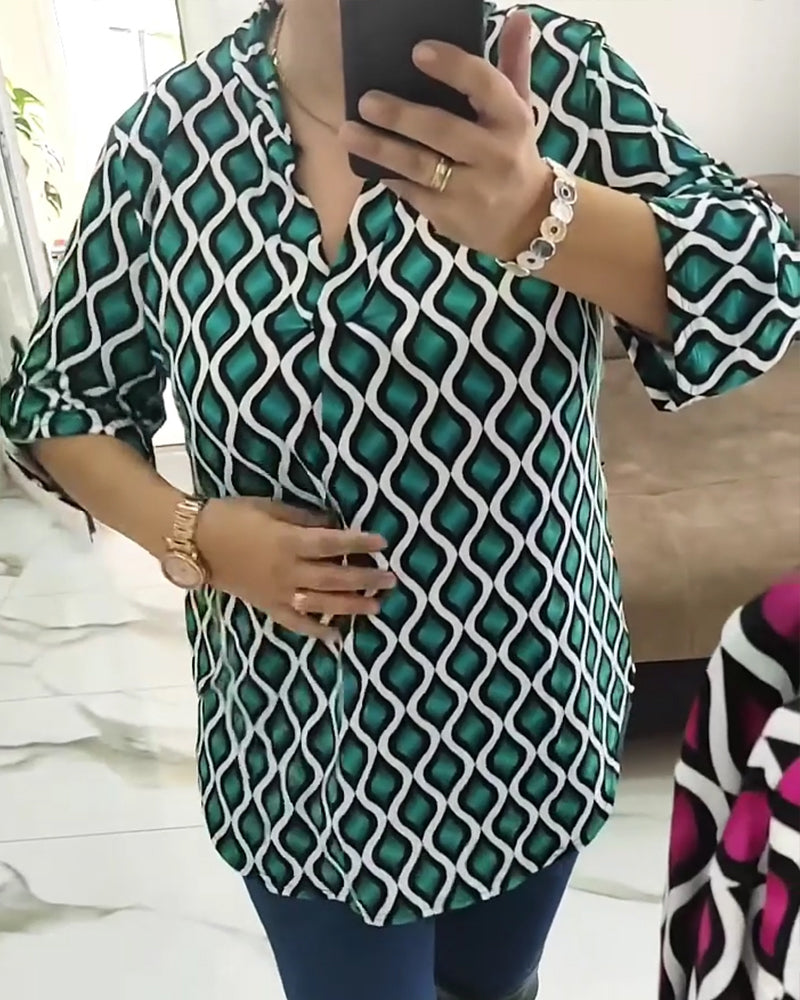 Skjorte Trykt Geometrisk V-hals