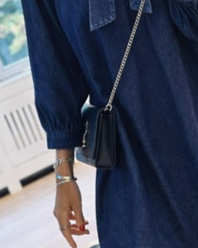 Kjole Denim Sløyfe 3/4-Erm