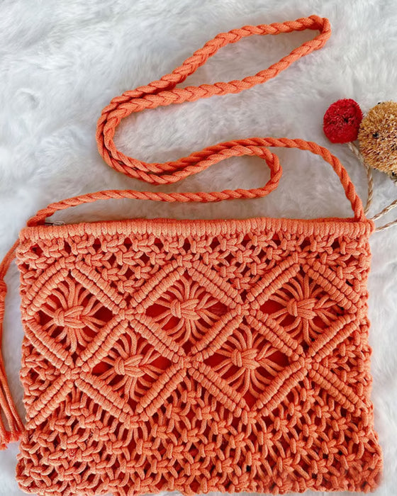 🏆Lynsalg⚡Minimalistisk Dusk Dameclutch – Retro Håndveske i Bomullstau Sommerferie Boho Strandveske