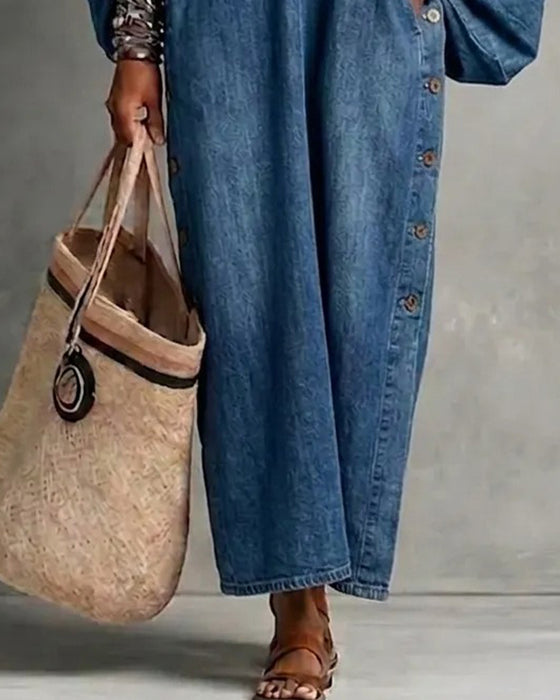 Kjole V-Hals Lomme Casual