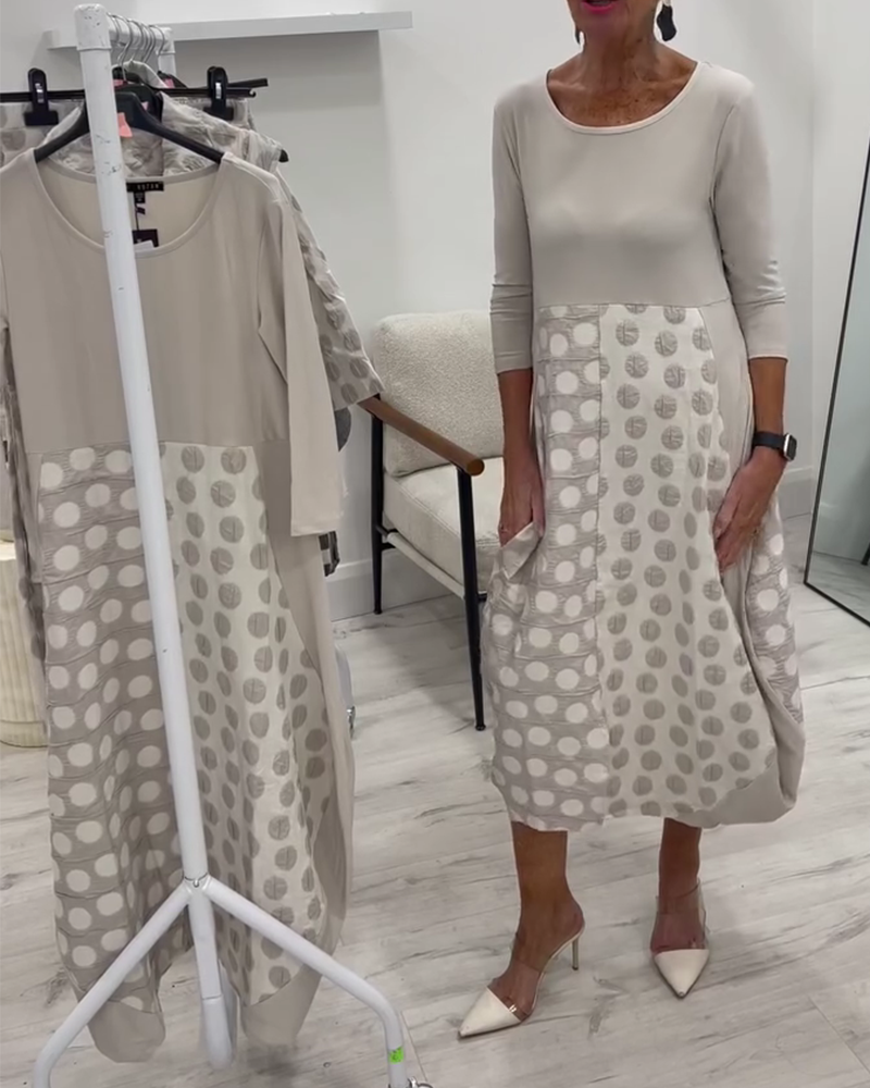 Kjole Rund Hals Prikkete Lappetulipan