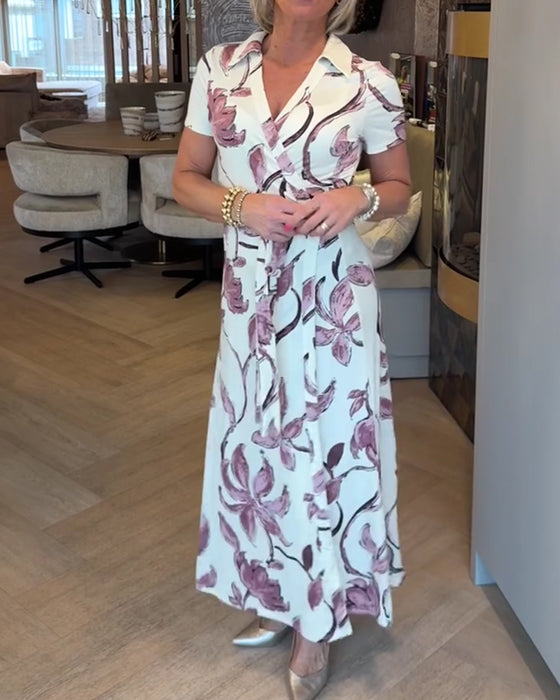 Kjole Blomstret Trykk V-Hals