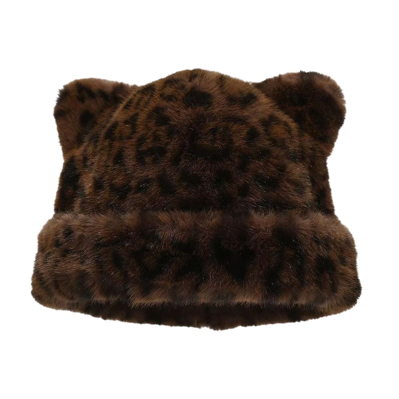 Hatt Leopardmønster Plysj Katteøre
