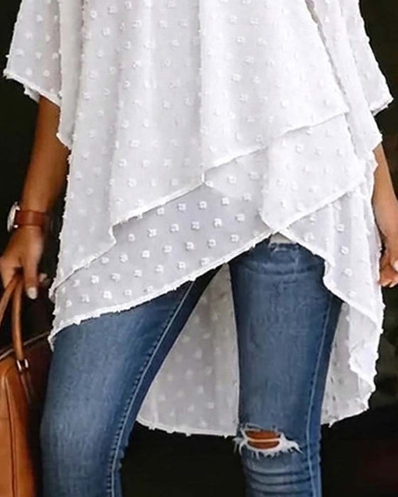 Bluse Tredimensjonal Blomstret Enskuldret