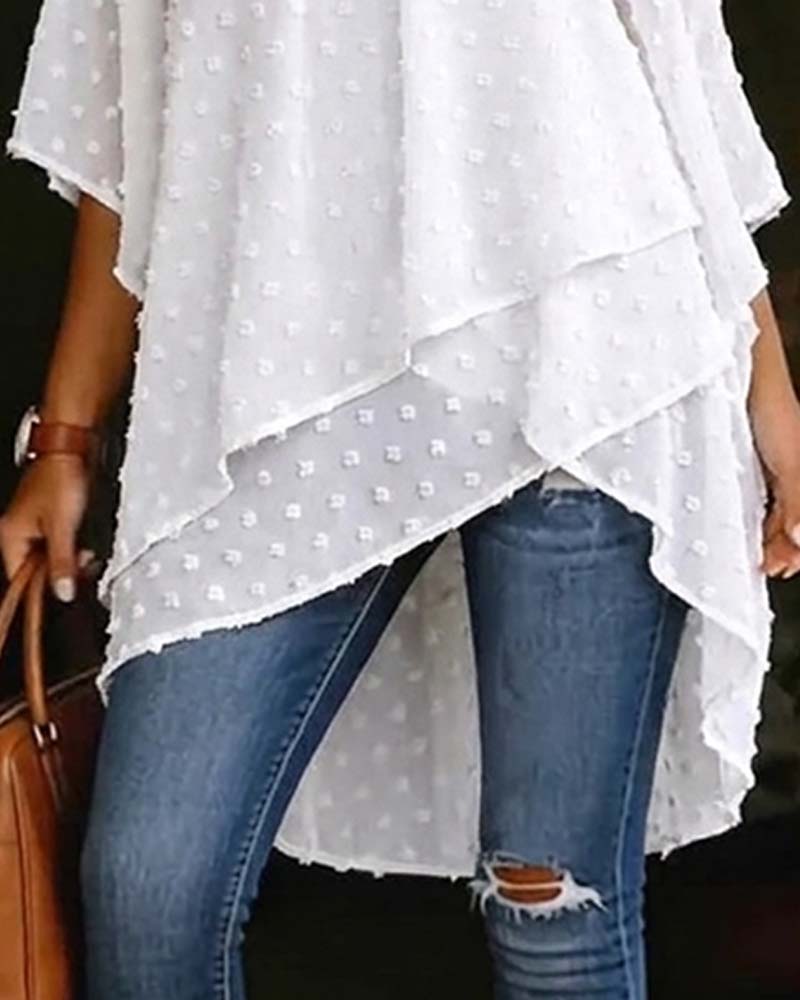 Bluse Tredimensjonal Blomstret Enskuldret