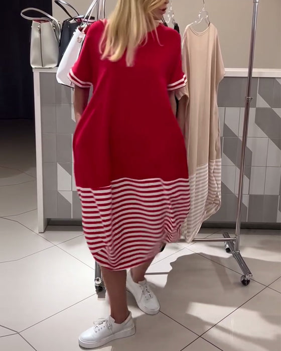Kjole Kontraststripet Kortermet Casual