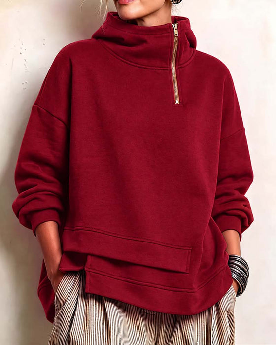 Sweatshirt Turtleneck Glidelås Uregelmessig