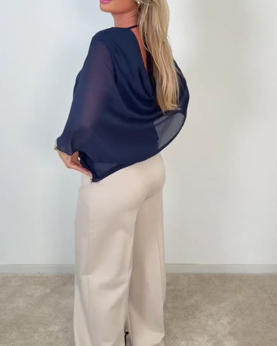 Bluse Klokkeerme Rund Hals