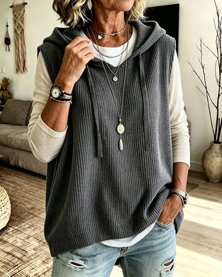 Tanktop Med Hetta Ribbet Snøring Pullover