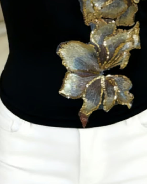 Cami Top Stroppet Stor Blomstret Trykk