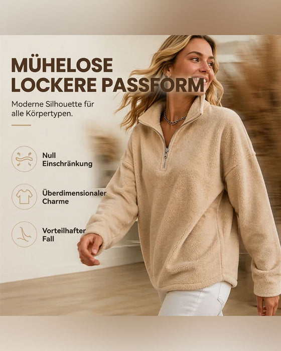 Sweatshirt Glidelås Liten Stående Krage Pullover