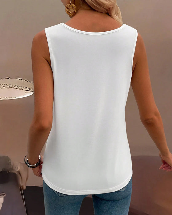 Tanktop Vid Krage Ensfarget