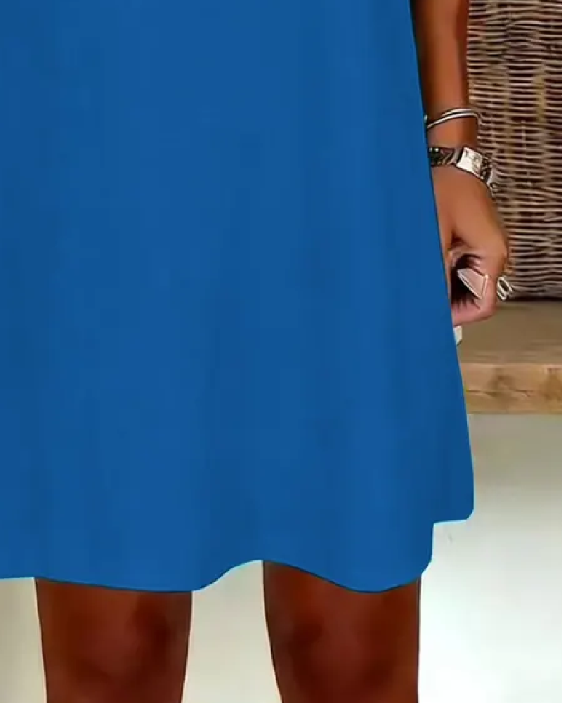 Kjole V-Utringning Kortsermet Ensfarget Slire