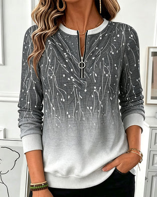 Sweatshirt Rundhalset Glidelås Ombre