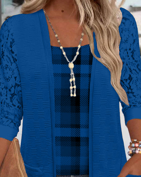 Topp Med Faux Todelt Rutemønster