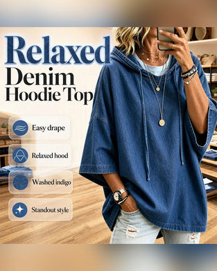 Hoodie Hetter Snor Albuelang Erme Denim