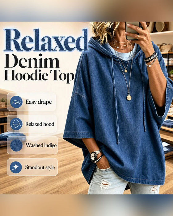 Hoodie Hetter Snor Albuelang Erme Denim