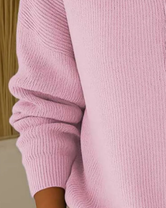 Genser Halvknappet Revers Ensfarget