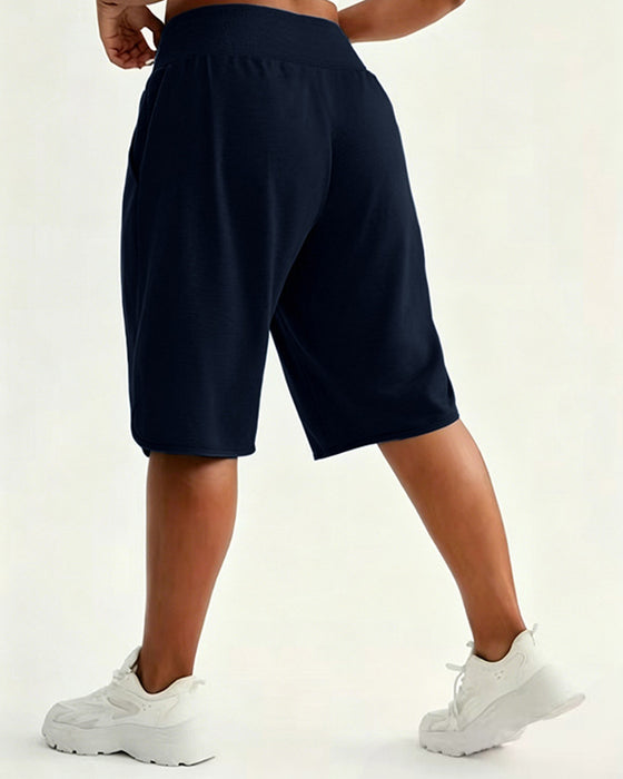 Høy Midje Vide Ben Shorts
