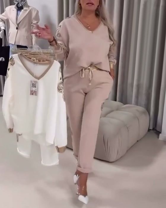 Dress Langermet V-hals Casual Genser