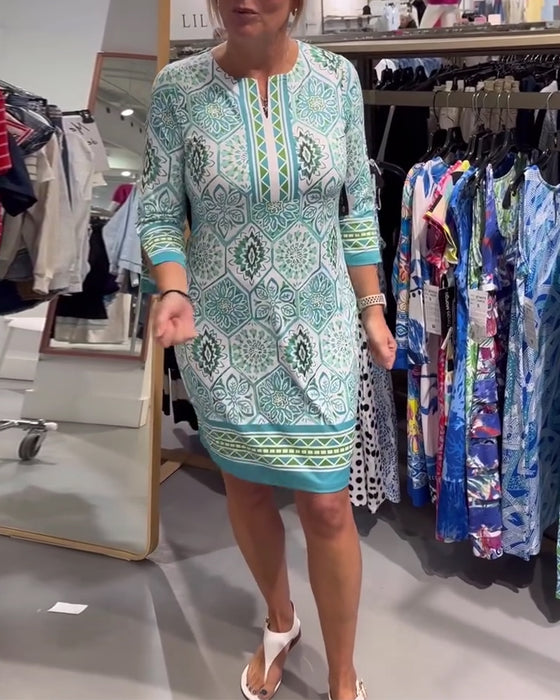 Kjole Sirkeltrykk Rund Hals Rett