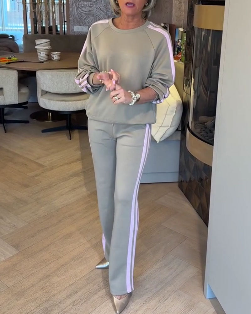 Sett Med Løs Stripet Sweatshirt