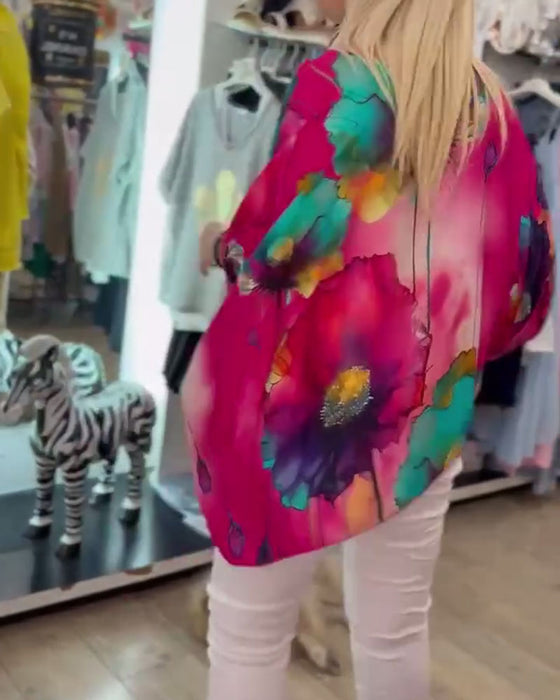 Bluse Flagermuserme Halvermet Trykk