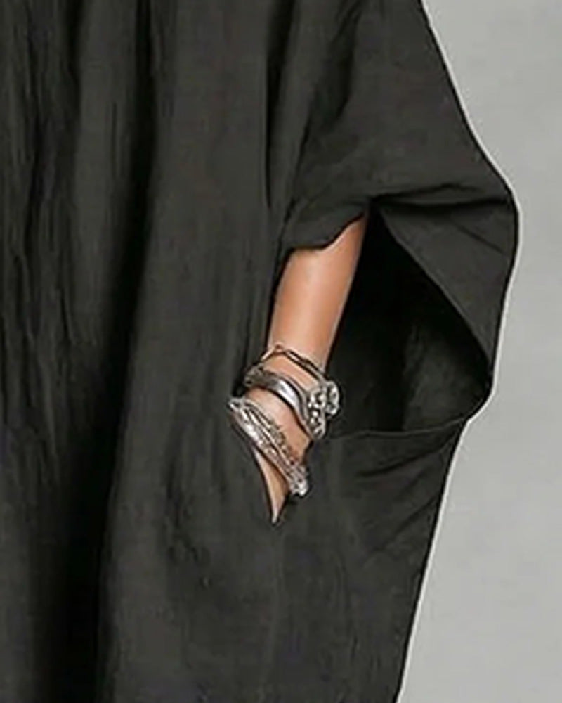 Kjole Løs Flaggermus Erme Plus Størrelse