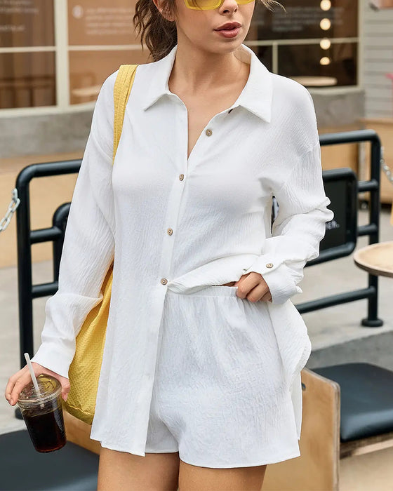 Sett Løs Passform Off-Shoulder Casual