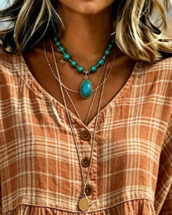 Bluse Vintage Rute V-Hals