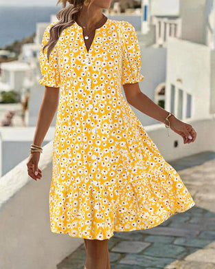 Kjole V-Hals Boble Erme Daisy