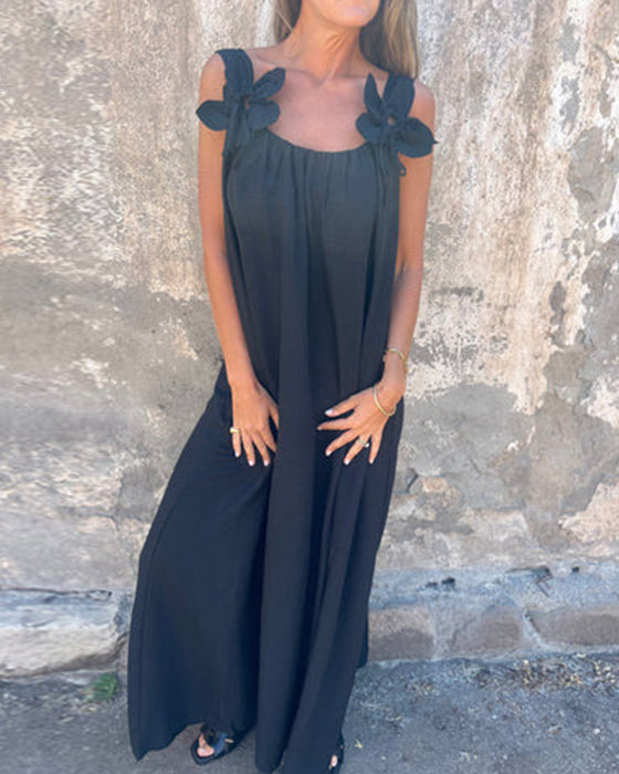 Kjole Ermeløs Ensfarget Modellen Lang