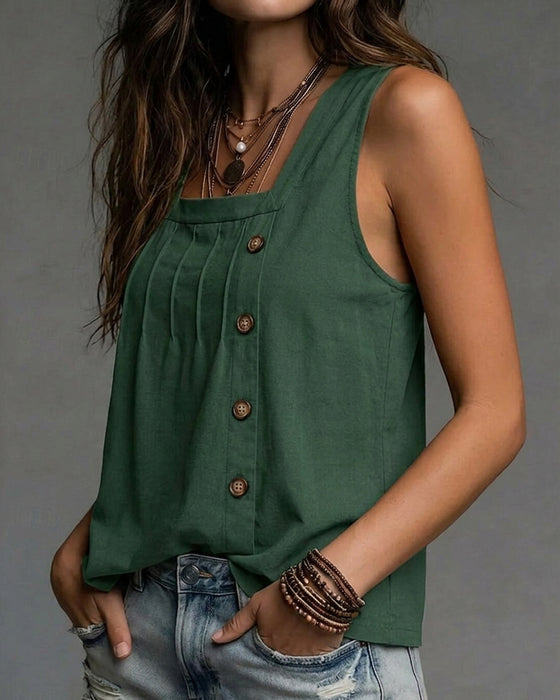 Tank Top Firkantet Hals Sideknapp
