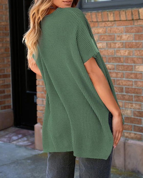 Pullover Ensfarget Rundhalset Flagermuserme