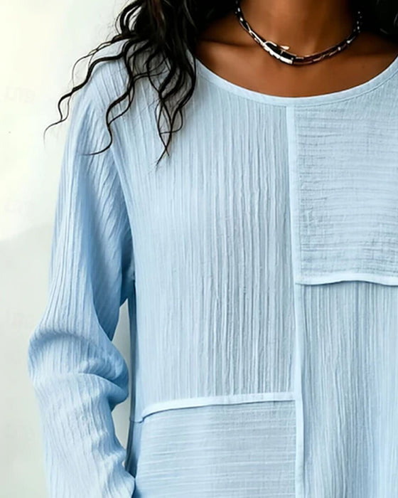 Bluse Langermet Lappverk Rund-Hals