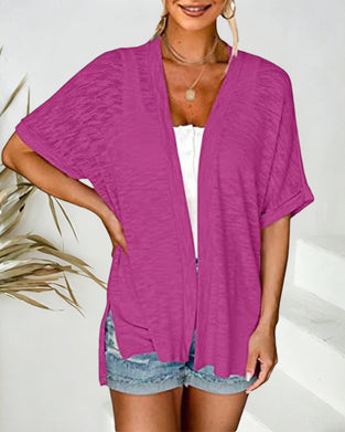 Jakke Kortsermet Avslappnet Ensfarget