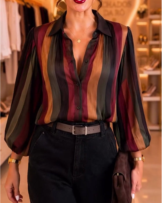 Bluse Retro Stripe Puffererme